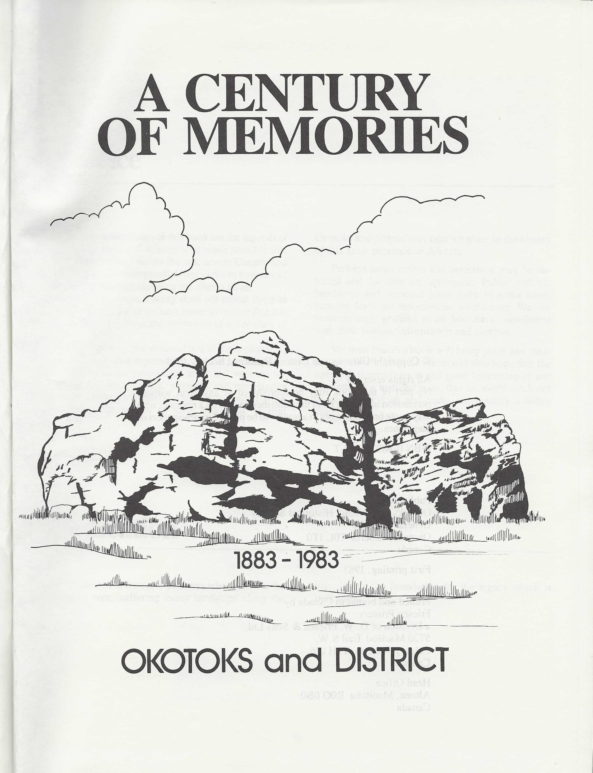 Century of Memories Okotoks & District 1883-1983